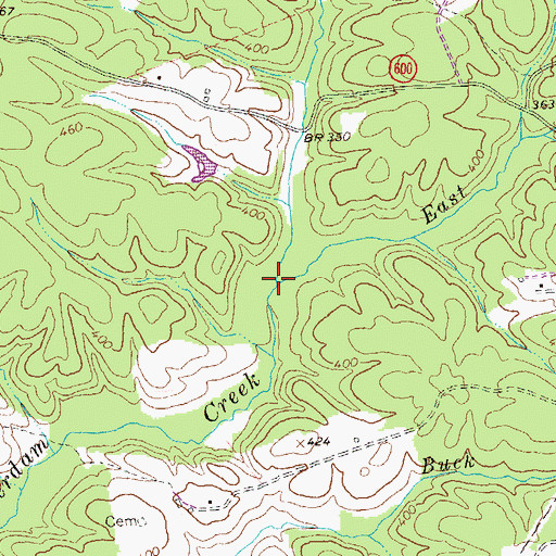 Topographic Map of North Prong Beaverdam Creek, VA