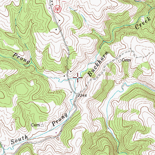 Topographic Map of North Prong Buckhorn Creek, VA