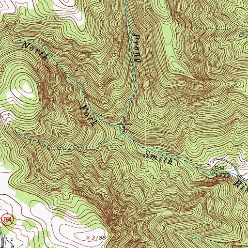 Topographic Map of North Prong Smith River, VA