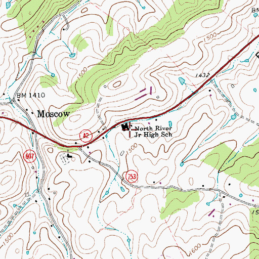 Topographic Map of North River Elementary School, VA