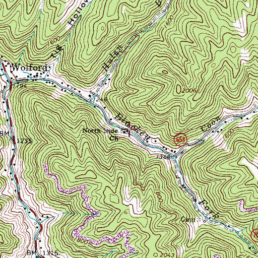 Topographic Map of North Side Church, VA