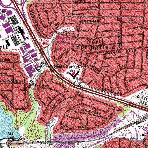 Topographic Map of North Springfield Elementary School, VA