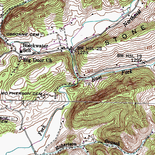 Topographic Map of Northeast Fork Blackwater Creek, VA