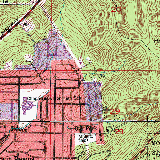 Topographic Map of Oak Park Baptist Church, AL