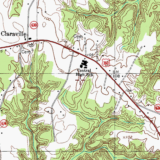 Topographic Map of Northumberland High School, VA