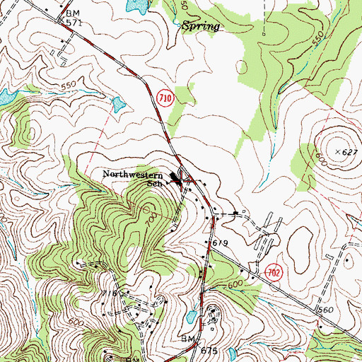 Topographic Map of Claude Thompson Elementary School, VA
