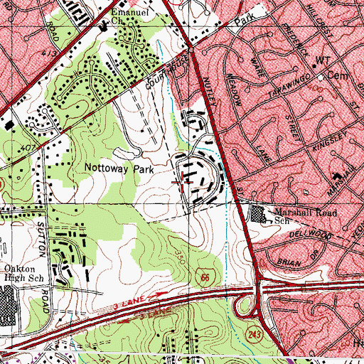Topographic Map of Nottoway Park, VA
