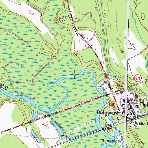 Topographic Map of Nottoway Swamp, VA