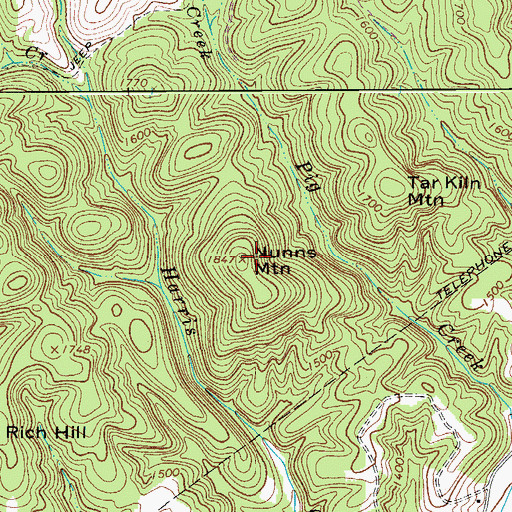 Topographic Map of Nunns Mountain, VA
