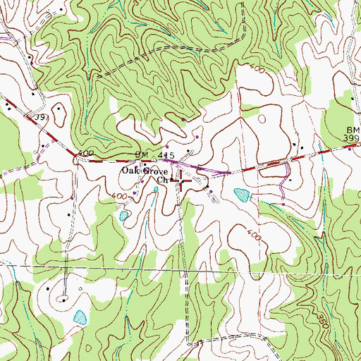 Topographic Map of Oak Grove Church, VA
