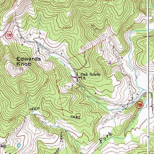 Topographic Map of Oak Grove Church, VA