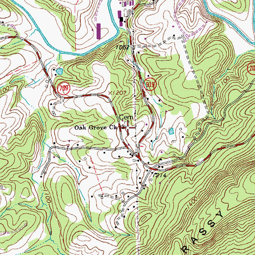 Topographic Map of Oak Grove Church, VA