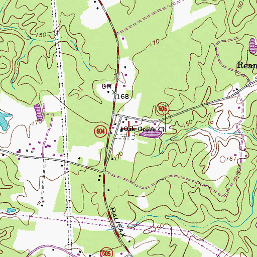 Topographic Map of Oak Grove Church, VA