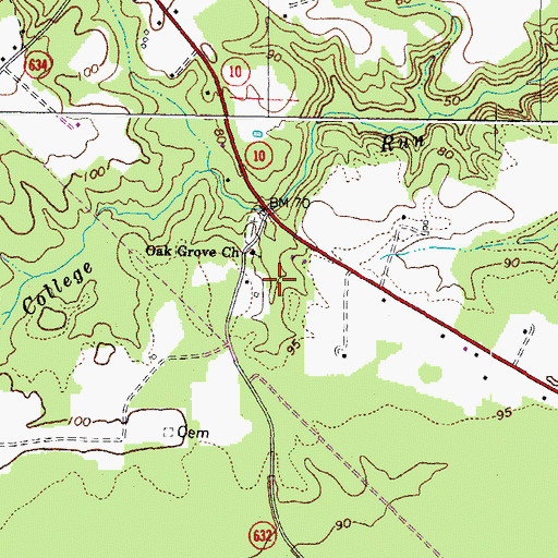 Topographic Map of Oak Grove Church, VA