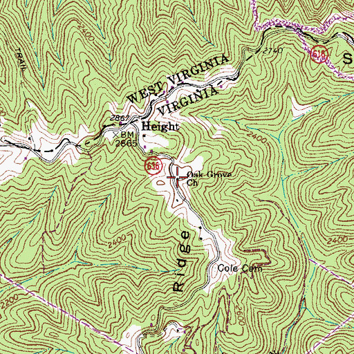 Topographic Map of Oak Grove Church, VA