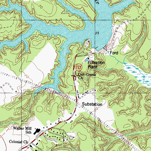 Topographic Map of Oak Grove Baptist Church, VA