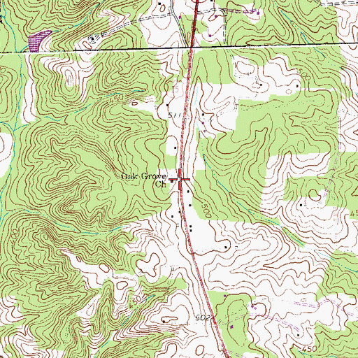 Topographic Map of Oak Grove Church, VA