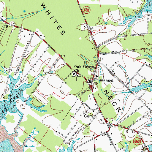 Topographic Map of Oak Grove Church, VA