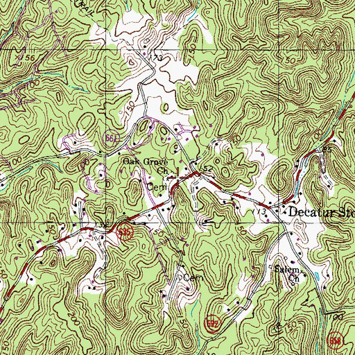 Topographic Map of Oak Grove Baptist Church, VA