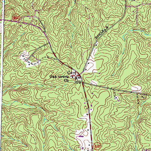 Topographic Map of Oak Grove Church, VA
