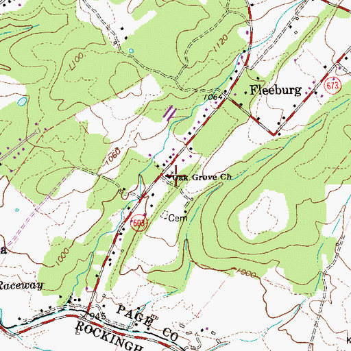 Topographic Map of Oak Grove Church, VA