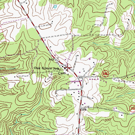 Topographic Map of Oak Grove School, VA
