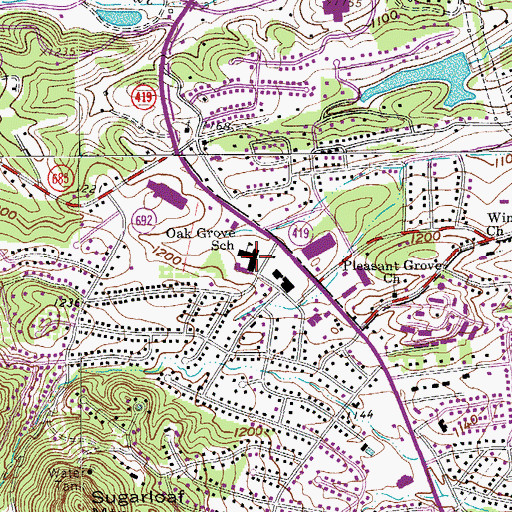 Topographic Map of Oak Grove Elementary School, VA