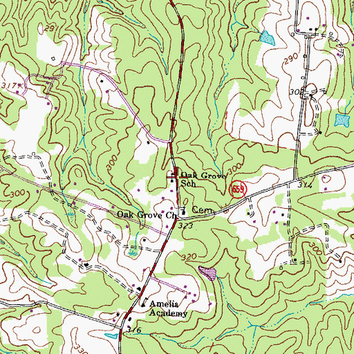 Topographic Map of Oak Grove School, VA