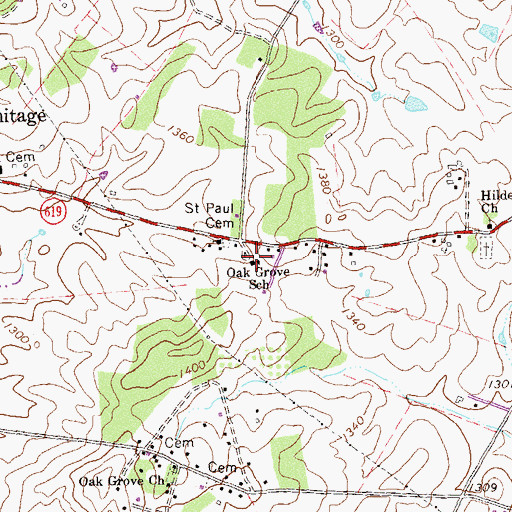 Topographic Map of Oak Grove School, VA