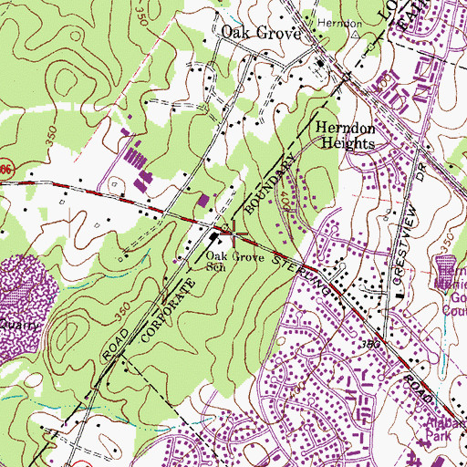 Topographic Map of Oak Grove School, VA