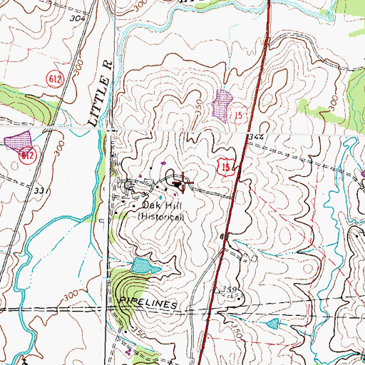 Topographic Map of Oak Hill (historical), VA