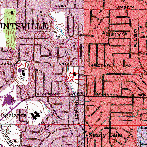 Topographic Map of Our Lady Queen of the Universe Catholic Church, AL