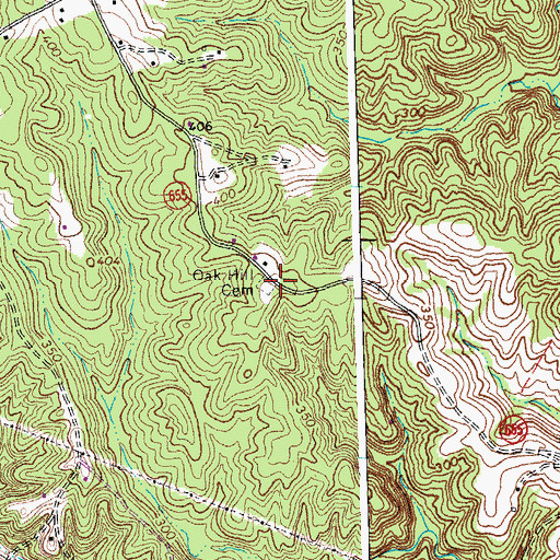 Topographic Map of Oak Hill Cemetery, VA