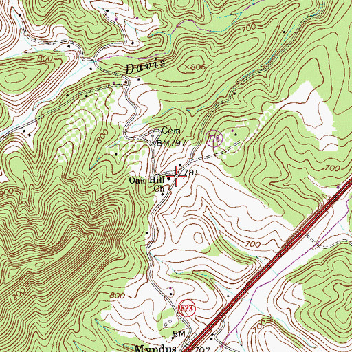 Topographic Map of Oak Hill Church, VA