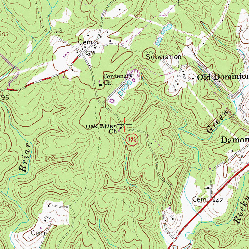 Topographic Map of Oak Ridge Church, VA