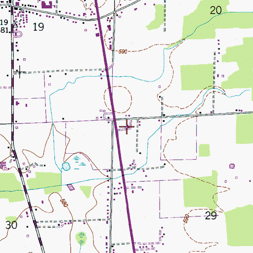 Topographic Map of Owen Crossroads First Methodist Church, AL