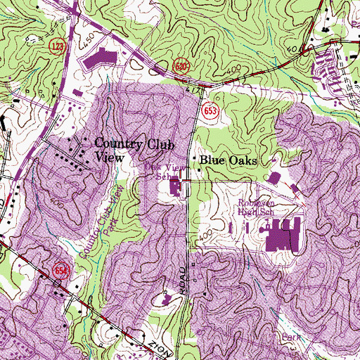 Topographic Map of Oak View Elementary School, VA