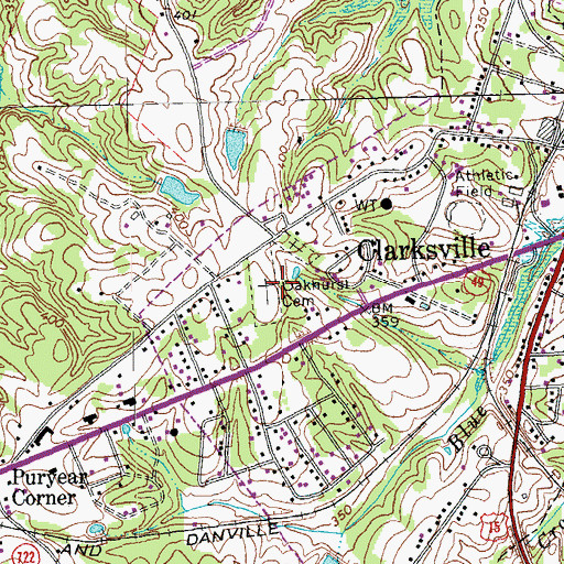 Topographic Map of Oakhurst Cemetery, VA