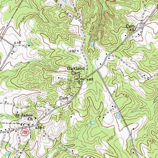 Topographic Map of Oakland Cemetery, VA