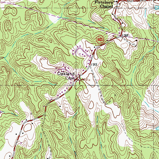 Topographic Map of Oakland Cemetery, VA
