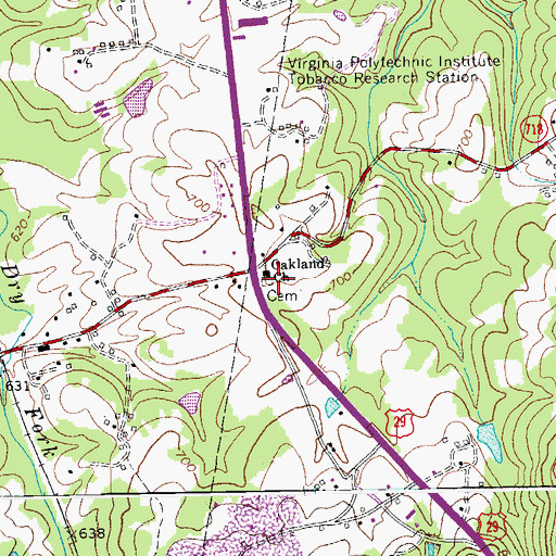 Topographic Map of Oakland Church, VA
