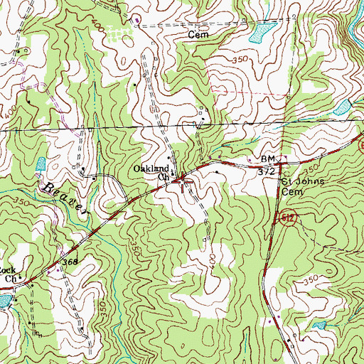 Topographic Map of Oakland Church, VA