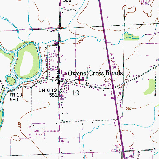 Topographic Map of Owens Cross Roads Middle School, AL