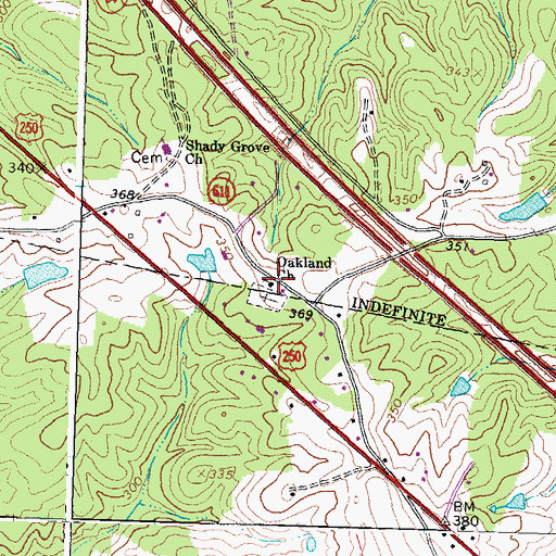 Topographic Map of Oakland Church, VA