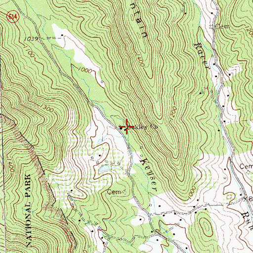 Topographic Map of Oakley Church, VA