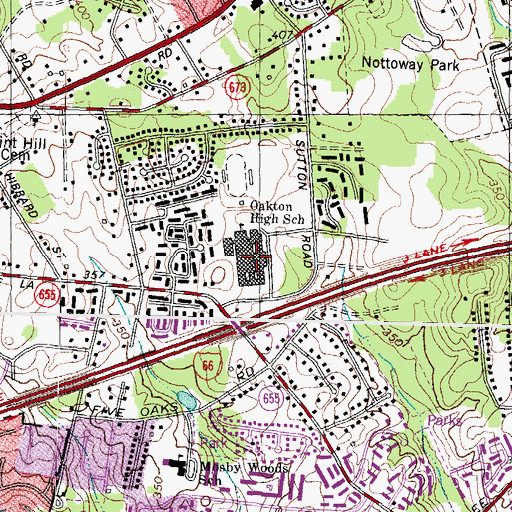 Topographic Map of Oakton High School, VA