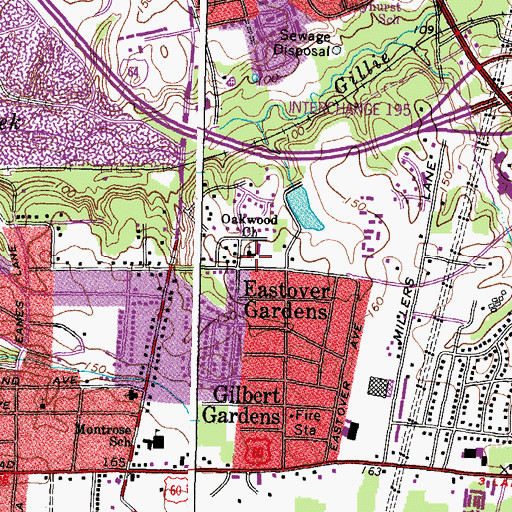 Topographic Map of Oakwood Church, VA