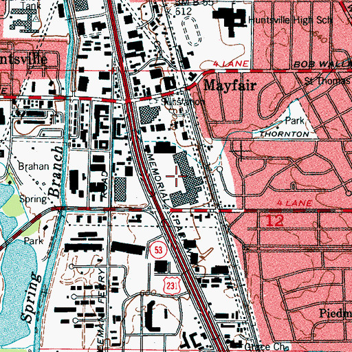 Topographic Map of Parkway City Mall Shopping Center, AL