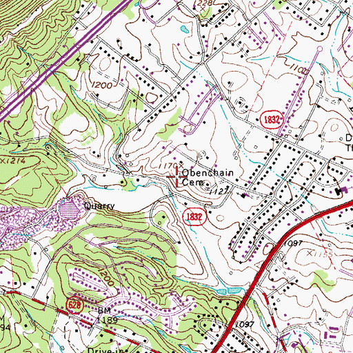 Topographic Map of Obenchain Cemetery, VA