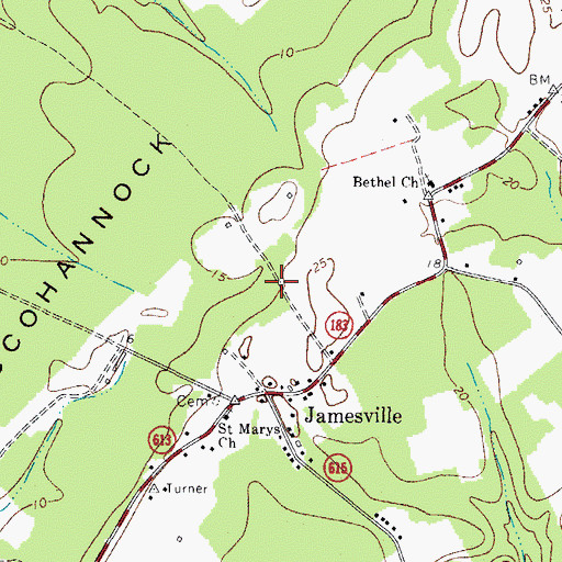 Topographic Map of Occohannock Neck, VA